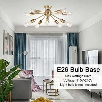 BONLICHT 10 Lights Modern Brass Chandelier Lighting