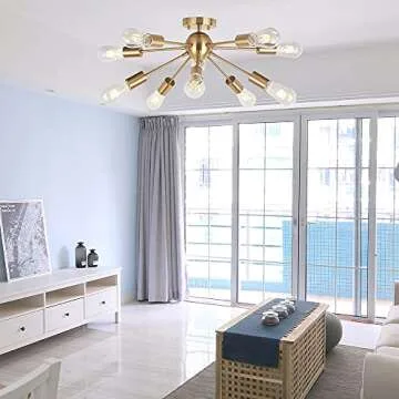 BONLICHT 10 Lights Modern Brass Chandelier Lighting