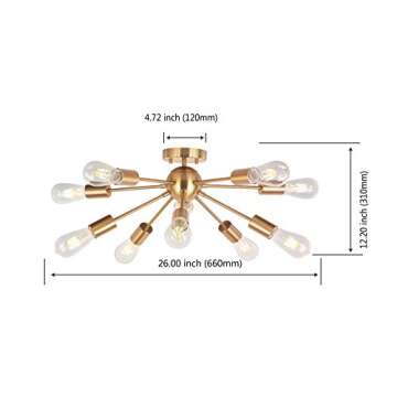 BONLICHT 10 Lights Modern Brass Chandelier Lighting