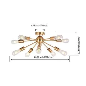 BONLICHT 10 Lights Modern Brass Chandelier Lighting
