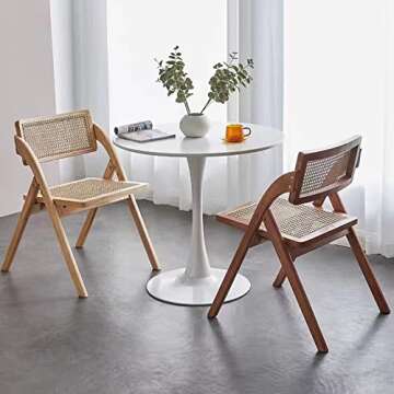 LXMZGZ Modern Folding Chairs Rattan Kitchen Dining Chair,Armless Side Chair for Dining Room Kitchen ...