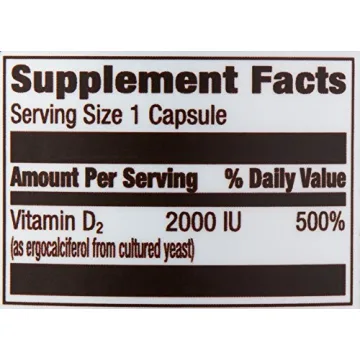 Amazon Elements Vitamin D2 2000 IU Capsules for Wellness