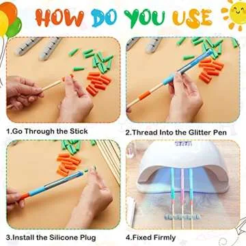 46 Pcs UV Epoxy Glitter Pen Holder Stand Turner Accessories with Nonstick Sleeves Silicone Pen Plugs Wooden Dowels Rods for DIY Craft Enthusiast