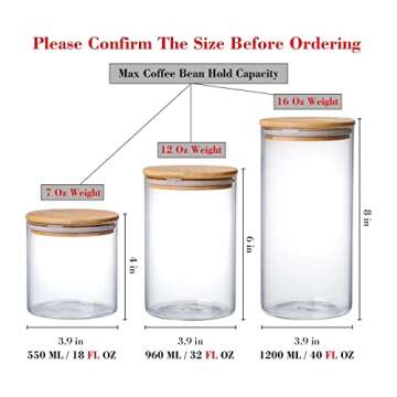 MOLFUJ 550 ML / 18 FL Oz Glass Storage Container with Wood Lid, Stackable Clear Decorative Organizer...