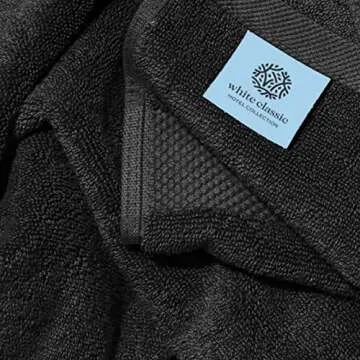 White Classic Luxury Bath Towels Set of 4 Large - 700 GSM Cotton Ultra Soft Bath Towels 27x54 | Highly Absorbent and Quick Dry | Hotel Towels for Bathroom Luxury, Plush Shower Towels, Black