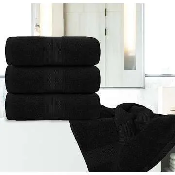 White Classic Luxury Bath Towels Set of 4 Large - 700 GSM Cotton Ultra Soft Bath Towels 27x54 | Highly Absorbent and Quick Dry | Hotel Towels for Bathroom Luxury, Plush Shower Towels, Black