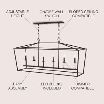 JONATHAN Y JYL7439A Pagoda Lantern Dimmable Adjustable Metal LED Pendant Classic Traditional Farmhouse Dining Room Living Room Kitchen Foyer Bedroom Hallway, 49 in, Oil Rubbed Bronze