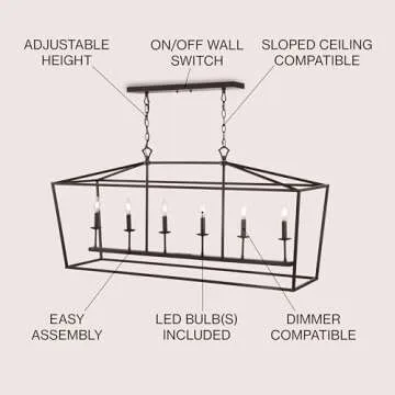 JONATHAN Y JYL7439A Pagoda Lantern Dimmable Adjustable Metal LED Pendant Classic Traditional Farmhouse Dining Room Living Room Kitchen Foyer Bedroom Hallway, 49 in, Oil Rubbed Bronze