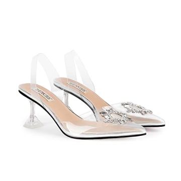 Wetkiss Women's Clear Heels - Elegant Rhinestone Sandals