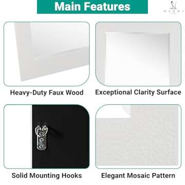 Naomi Home Mosaic Full Length Mirror – 66" L x 32" W Decorative Wall Mirror with Faux Wood Frame