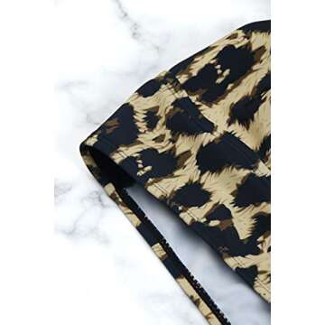 Women's 2 Pieces Plus Size Swimwear High Waist Halter Bikini Swimsuits Brown Leopard 4XL