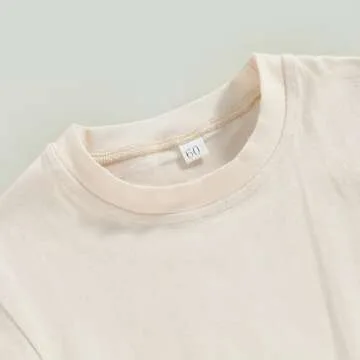 Kutersbabi Unisex Baby Boy Girl Clothes Infant Summer Oversized Bubble Romper Toddler Baby Plain Short Sleeve Jumpsuit(Beige, 6-12 Months)