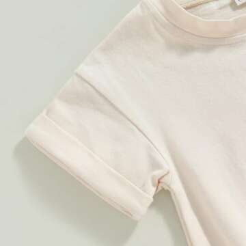 Kutersbabi Unisex Baby Boy Girl Clothes Infant Summer Oversized Bubble Romper Toddler Baby Plain Short Sleeve Jumpsuit(Beige, 6-12 Months)