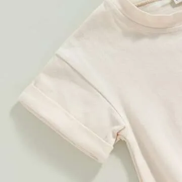 Kutersbabi Unisex Baby Boy Girl Clothes Infant Summer Oversized Bubble Romper Toddler Baby Plain Short Sleeve Jumpsuit(Beige, 6-12 Months)