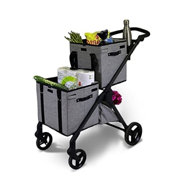 Grey VOOMcart Lightweight Collapsible Grocery Cart