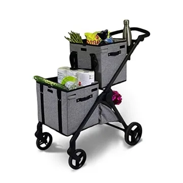 Grey VOOMcart Lightweight Collapsible Grocery Cart
