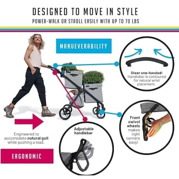 Grey VOOMcart Lightweight Collapsible Grocery Cart