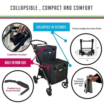 Grey VOOMcart Lightweight Collapsible Grocery Cart