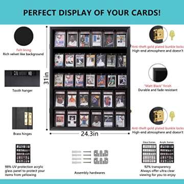 VERANI Baseball Card Display Case - 35 Graded Sports Card Display Frame - Holds Sport Cards with UV ...