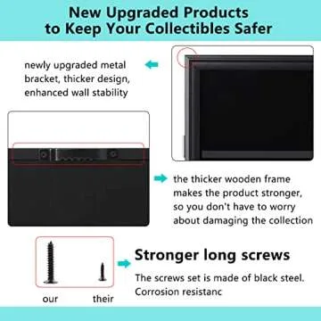 VERANI Baseball Card Display Case - 35 Graded Sports Card Display Frame - Holds Sport Cards with UV Protection Clear View Lockable Wall Cabinet for Football Basketball Hockey Trading Card, Large Black