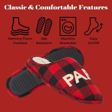 Dearfoams Men's Papa Bear Slipper, Buffalo Plaid, Medium