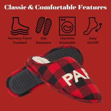 Dearfoams Men's Papa Bear Slipper, Buffalo Plaid, Medium