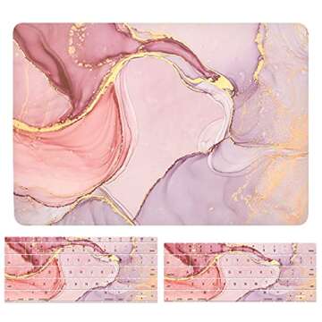 AOGGY Compatible with MacBook Pro 13 Inch Case 2019 2018 2017 2016 Release A2159/A1989/A1706/A1708,with Touch Bar/ID，Color Plastic Hard Shell Cases + Keyboard Cover - Flow Gold 2