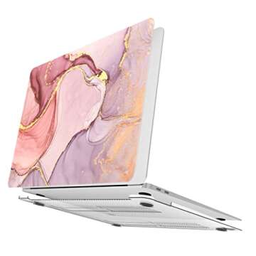 AOGGY Compatible with MacBook Pro 13 Inch Case 2019 2018 2017 2016 Release A2159/A1989/A1706/A1708,with Touch Bar/ID，Color Plastic Hard Shell Cases + Keyboard Cover - Flow Gold 2