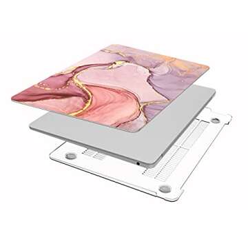 AOGGY Compatible with MacBook Pro 13 Inch Case 2019 2018 2017 2016 Release A2159/A1989/A1706/A1708,with Touch Bar/ID，Color Plastic Hard Shell Cases + Keyboard Cover - Flow Gold 2