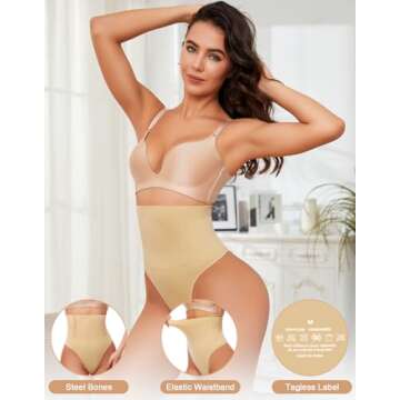 YADIFEN Women's Shapewear Thong Tummy Control Thong Panties Girdle Underwear High Waist Body Shaper ...
