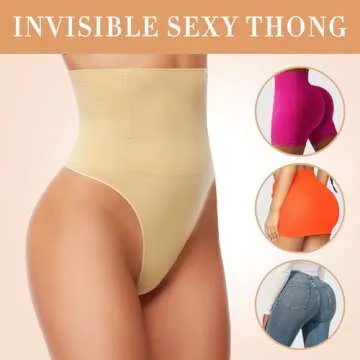 YADIFEN Women's Shapewear Thong Tummy Control Thong Panties Girdle Underwear High Waist Body Shaper Briefs Seamless Thong, X-Large, Nude-1 Pack