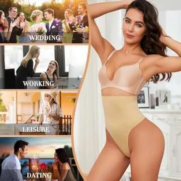 YADIFEN Women's Shapewear Thong Tummy Control Thong Panties Girdle Underwear High Waist Body Shaper Briefs Seamless Thong, X-Large, Nude-1 Pack