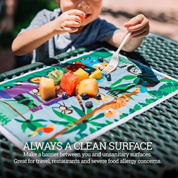 HomeWorthy 60 Pack Disposable Placemats for Baby, 3 Design Pack Baby Eating Mat, 12" x 18" Sticky Ki...