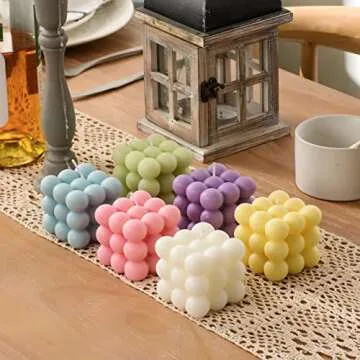 ACITHGL Bubble Candle - Cube Soy Wax Candles, Home Decor Candle, Scented Candle Set 4 Pieces, Home Use and Gifting (White+Green+Pink+Purple)