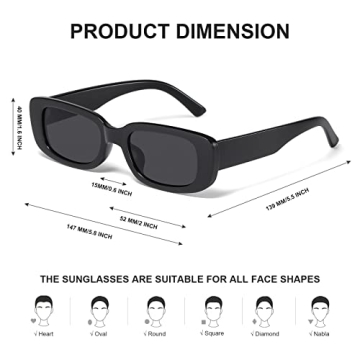 Trendy Y2K 90s Rectangle Sunglasses UV400 Protection