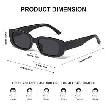 Trendy Y2K 90s Rectangle Sunglasses UV400 Protection