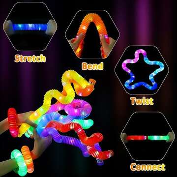 Glow Sticks Party Supplies - 16 Pcs Colorful LED Light Up Tubes for Kids and Adults, Perfect Christm...