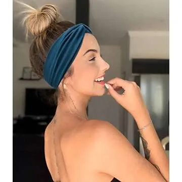 Turban Headbands for Women Boho Wide Women's Headbands for Hair Non Slip Twist Head Bands Headwraps Short Hair Stretchy Thick Fashion Hair Accessories, Solid Color