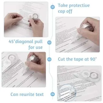 JEFURE 4 Pcs 39.4 Ft Correction Tape, Tear-Resistant Tape Bulk for School, Office, Note Taking, Journal (Tape Width 0.2 in, Clear)