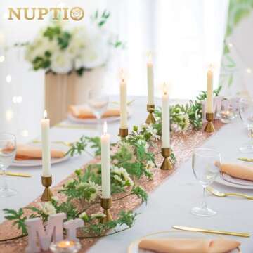NUPTIO Candle Stick Candle Holder: 4 Pcs Gold Candlestick Holders for Tapered Candles Modern Alumini...