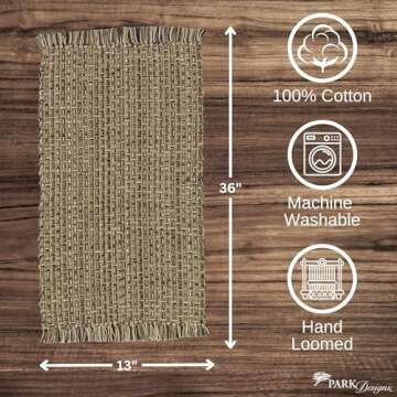 Park Designs Expresso Tweed Farmhouse Table Runner 36 Inch | 13x36 Rustic Dining Table Accessory | Hand Loomed & Rugged Texture | Modern Farmhouse Table Runners 36 Inches