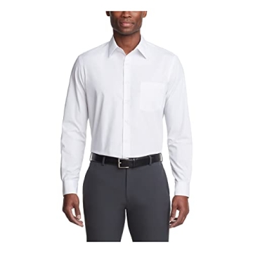 Van Heusen Men's Dress Shirt - White Regular Fit Poplin, 16.5" Neck, 34-35" Sleeve