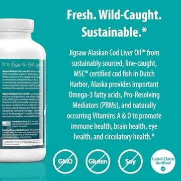 Jigsaw Alaskan Cod Liver Oil with 900 mg Omega-3s - 180 Softgels