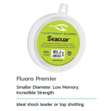 Seaguar Fluoro Premier 100% Fluorocarbon Fishing Line DSF, 40lbs, 50yds Break Strength/Length - 40FP50