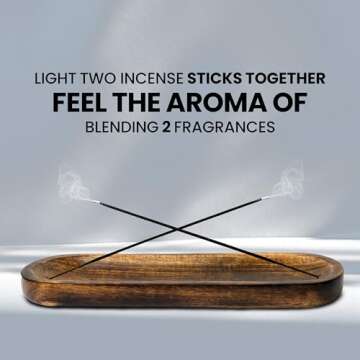 UnitedPrime Incense Holder-Incense Burner/Ash Catcher-Handmade Wooden Insence Tray Home Decor 11x4x1.2 Inches