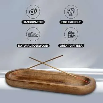 UnitedPrime Incense Holder-Incense Burner/Ash Catcher-Handmade Wooden Insence Tray Home Decor 11x4x1.2 Inches