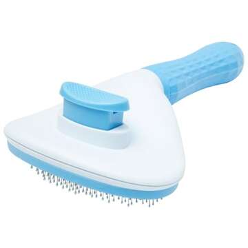 iQualite 8PCS Dog Brush For Shedding, Pet Grooming Kit for Dogs & Cats: Self Cleaning Slicker Brush, Deshedding Dog Brush, Bath Brush, Pets Nail Clippers & Complete Comb Set (Blue)