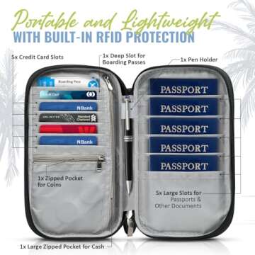 BOACAY Travel Document Organizer with RFID, Family Passport Holder, Wallet for Women & Men, Portable...