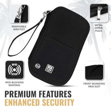 BOACAY Travel Document Organizer with RFID, Family Passport Holder, Wallet for Women & Men, Portable & Waterproof Case for Cards, Boarding Pass, Money