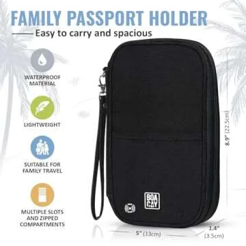 BOACAY Travel Document Organizer with RFID, Family Passport Holder, Wallet for Women & Men, Portable & Waterproof Case for Cards, Boarding Pass, Money